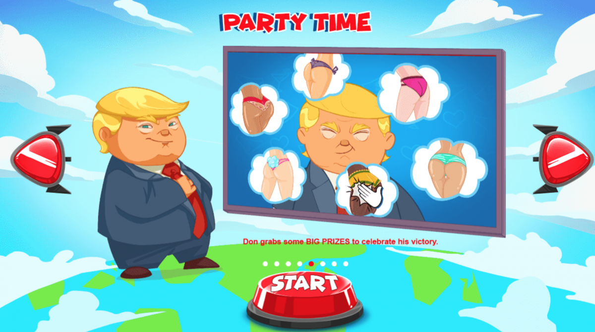 Party Time med Donald Trump i Rocket Men spilleautomat
