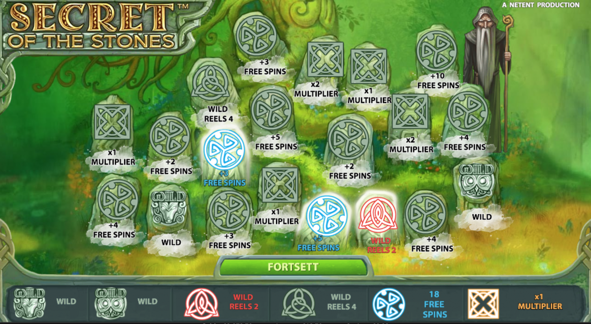 Free spins funksjoner i Secret of the Stones