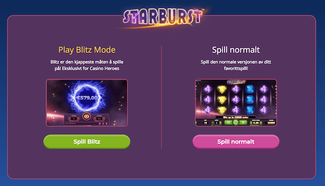 Starburst Blitz hos Casino Heroes
